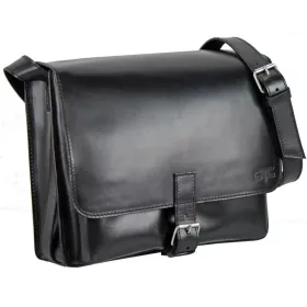   Blázek & Anni Messenger férfi fekete bőr, két rekeszes oldaltáska 36 x 29 cm