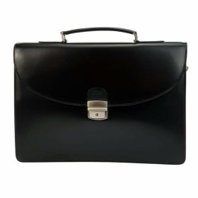   Blazek & Anni fekete selyemfényű bőr két rekeszes aktatáska 38 x 26 cm