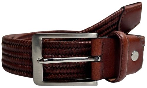 Rialto fonott bőr gumírozott férfi bőr öv, 130 cm