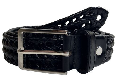 Rialto fonott fekete férfi bőr öv, 125 cm