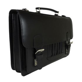   Blázek & Anni tolltartós, válaszfalas férfi fekete bőr aktatáska 41 x 29 cm.