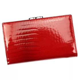   Cavaldi kisméretű, mintás piros női lakk bőr pénztárca 14,5×9 cm