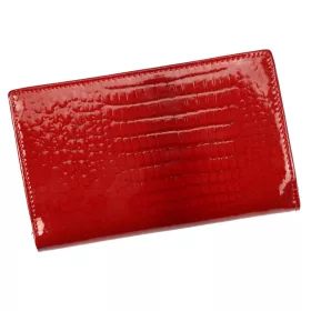   Cavaldi kisméretű, mintás piros női lakk bőr pénztárca 14×9 cm