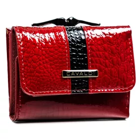   Cavaldi kisméretű, croco mintás piros női lakk bőr pénztárca 9,5×7,5 cm