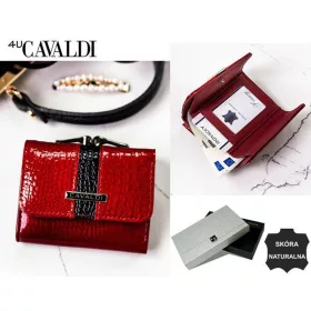   Cavaldi kisméretű, croco mintás piros női lakk bőr pénztárca 9,5×7,5 cm