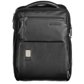   Piquadro luxus minőségű fekete bőr hátizsák, 15" laptop rekesszel   43 x 33 cm