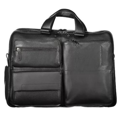 Piquadro luxus minőségű fekete férfi bőr aktatáska, laptoptáska 15,6"