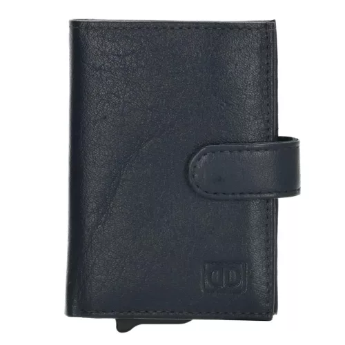 Double-D sötétkék bőr pop-up mini pénztárca, kártyatartó 10×7 cm