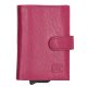 Double-D magenta színű bőr pop-up mini pénztárca, kártyatartó 10×7 cm