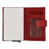 Double-D piros bőr pop-up mini pénztárca, kártyatartó 10×7 cm