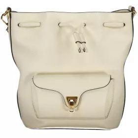   Coccinelle Beat Generation fehér bőr bucketbag, vödörtáska 27 × 21 × 14 cm