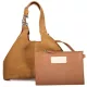 Coccinelle C-Easy konyakbarna velúr bőr női kisméretű válltáska 20 x 15 x 13 cm