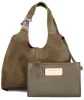 Coccinelle C-Easy sötét taupe velúr bőr női kisméretű válltáska 20 x 15 x 13 cm