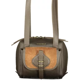   Coccinelle Mavery Pocket sötét taupe-konyak női marhabőr válltáska 16 x 14 cm