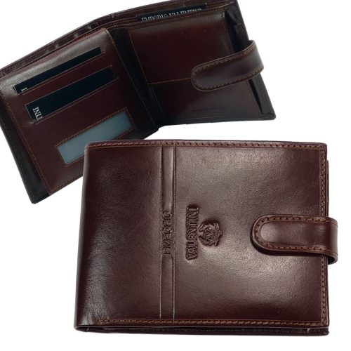Emporio Valentini átfogópántos barna férfi bőr pénztárca 12,5x9,5 cm