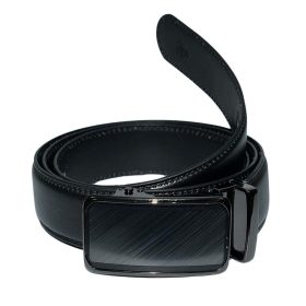 Fekete színű automata férfi bőr öv, 130 cm