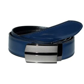   Sötétkék-fekete színű kifordítható férfi bőr öv, 100 cm