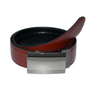   Sötétbarna-fekete színű kifordítható férfi bőr öv, 115 cm