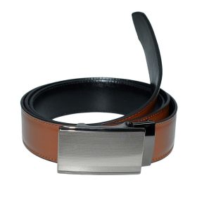 Konyak-fekete kifordítható férfi bőr öv, 105 cm