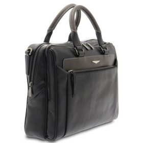 Giudi fekete-kék, bőr laptoptartó, irattáska 13"