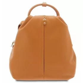 Giudi sárga színű, női bőr hátitáska, kézitáska