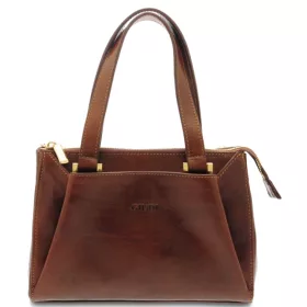   Giudi női bőr válltáska, Vacchetta, dupla cipzáras rekeszes 24,5 × 18 cm