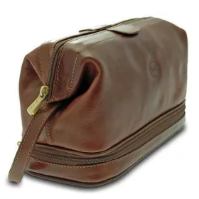 Giudi Vacchetta fenék rekeszes, olasz férfi bőr neszeszer, kozmetikai táska 27x17 cm
