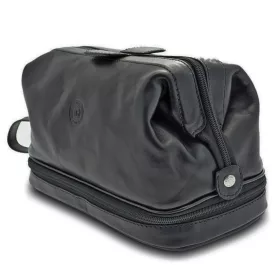 Giudi fenék rekeszes, olasz férfi fekete bőr neszeszer, kozmetikai táska
