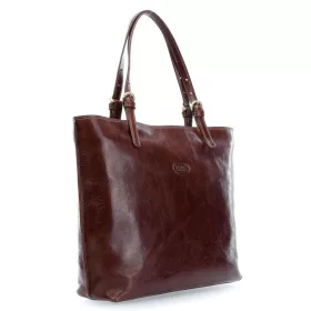   Giudi klasszikus stílusú barna női bőr kézitáska, vállpánttal