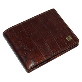   Giudi kroko mintás, barna férfi bőr pénztárca 12 × 9 cm