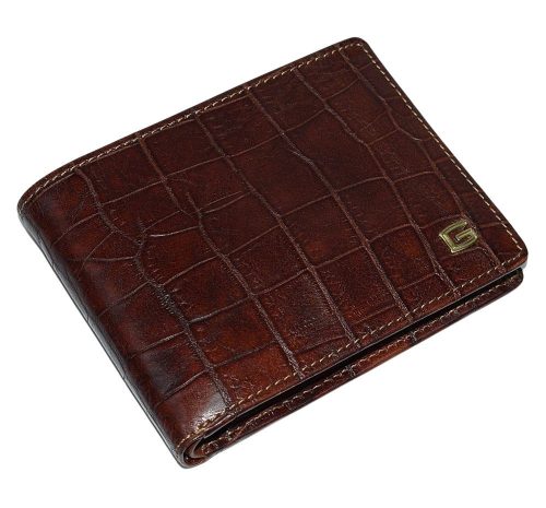Giudi kroko mintás, barna férfi bőr pénztárca 12 × 9 cm
