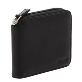 Giudi férfi fekete bőr, cipzáros pénztárca