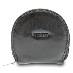 Giudi kisméretű fekete bőr pénztárca 9 × 8,5 cm
