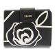 Giudi női fekete-fehér nyomott rózsa mintás bőr pénztárca