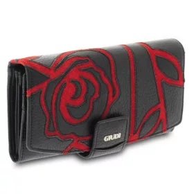 Giudi női, nagyméretű, fekete-piros bőr pénztárca