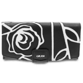 Giudi női, nagyméretű, fekete-fehér bőr pénztárca