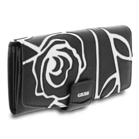 Giudi női, nagyméretű, fekete-fehér bőr pénztárca