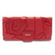 Giudi női, nagyméretű, piros nyomott rózsa mintás bőr pénztárca