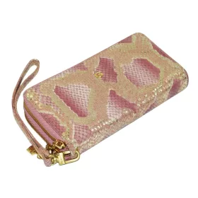   Giudi kígyóbőr mintás rózsaszín színű bőr pénztárca