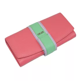   Giudi női, nagyméretű, rózsaszín-menta színű bőr pénztárca