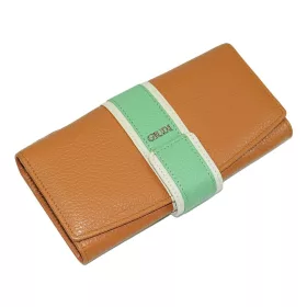   Giudi női, nagyméretű, konyak-menta színű bőr pénztárca