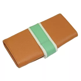   Giudi női, nagyméretű, konyak-menta színű bőr pénztárca