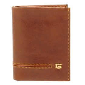   Giudi férfi konyakszínű-barna álló bőr pénztárca 12,8 x 10 cm