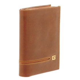   Giudi férfi konyakszínű-barna álló bőr pénztárca 12,8 x 10 cm
