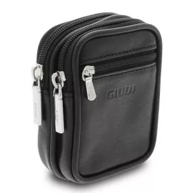 Giudi kisméretű fekete valódi bőr övtáska 11 x 8,5 cm