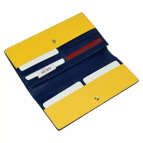   Giudi sárga-sötétkék női bőr pénztárca, irattárca 19 × 10,5 cm