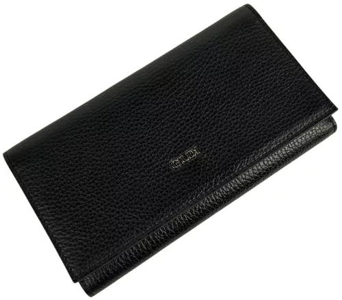 Giudi nagyméretű fekete női bőr pénztárca, brifkó 19 x 11 cm