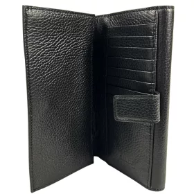   Giudi nagyméretű fekete női bőr pénztárca, brifkó 19 x 11 cm