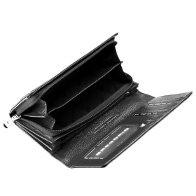   Gregorio BT-106 női lakkbőr pénztárca, fekete, mintás, 19 × 10 cm