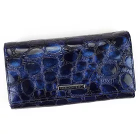   Gregorio női, croco mintás, kék lakkbőr pénztárca 16,5 × 9 cm